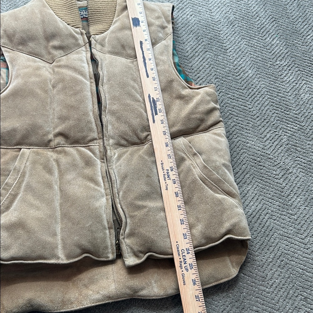 Polo Ralph Lauren Mens Suede Leather Vest Plaid Lined Puffer Down/Feather Fill S - Picture 10 of 10
